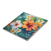 Waterverf Hawaiian Garden Tropical Hibiscus Tegeltje (Zijkant)