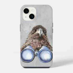 Waterverf Hawk Birdwatch Bird Watcher Fun iPhone 14 Hoesje