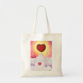 Waterverf Heart Love drijft boven bergen Tote Bag