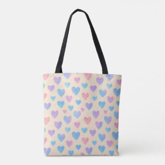 Waterverf Heart Pattern Canvas Bag Draagtas