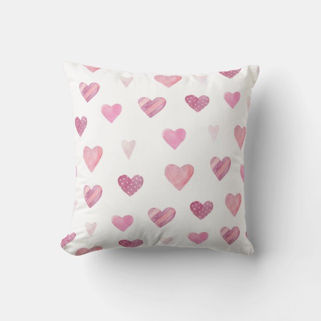 Waterverf Hearts Bliss Kussen (Voorkant)