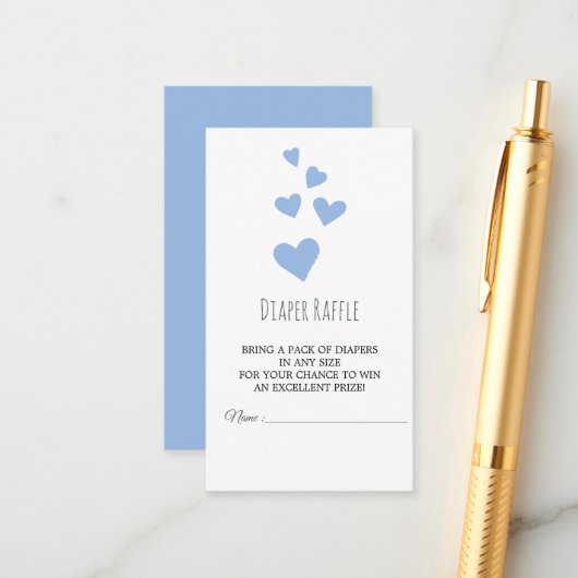 Waterverf Hearts Boy Luier Raffle Kaart (Voorkant / Achterkant in situ)