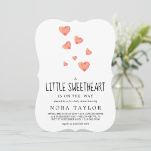 Waterverf Hearts   Little Sweetheart Baby shower Kaart