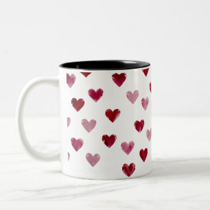 Waterverf Hearts Pattern - Romantische tweetonige Tweekleurige Koffiemok