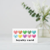 Waterverf Hearts QR Code Loyalty Kaart (Staand voorkant)