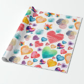 Waterverf Hearts Style Cadeaupapier (Uitgerold)