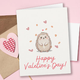 Waterverf Hedgehog & Pink Hearts Valentijnsdag Kaart