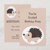 Waterverf Hedgel Animal BIRTHDAY Fun PARTY Kaart (Voorkant / Achterkant)