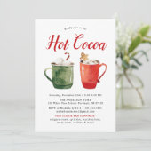 Waterverf Heet Chocolade Kerstfeest Kaart (Staand voorkant)