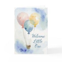 Waterverf Heet Luchtballon Baby Shower Kaart