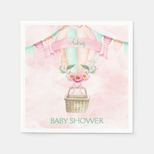 Waterverf Heet Luchtballon Mint Roze Perzik Servetten