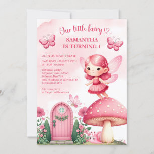 Waterverf heet roze sprookjestuin feestmeisje kaart
