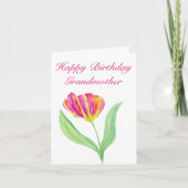 Waterverf Heet Roze Tulp Verjaardag Grootmoeder Bedankkaart (Voorkant)