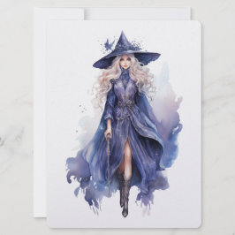 Waterverf heks [3] feestdagenkaart