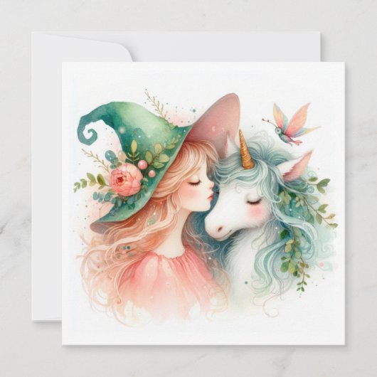 Waterverf Heks Eenhoorn Fantasy Art Magic Quote (Voorkant)