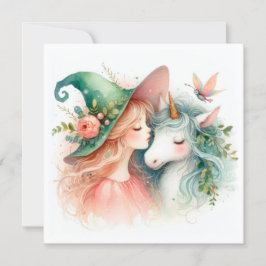 Waterverf Heks Eenhoorn Fantasy Art Magic Quote