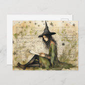 Waterverf Heks Papers Briefkaart (Voorkant / Achterkant)