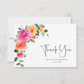 Waterverf Helder Roze Bereik Bloemen Bruiloft Bedankkaart (Voorkant)