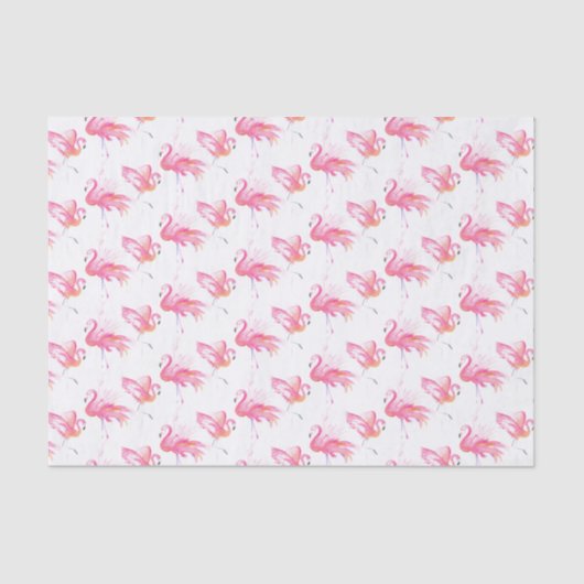 Waterverf Helder Roze Flamingo patroon Tissuepapier (Voorkant)