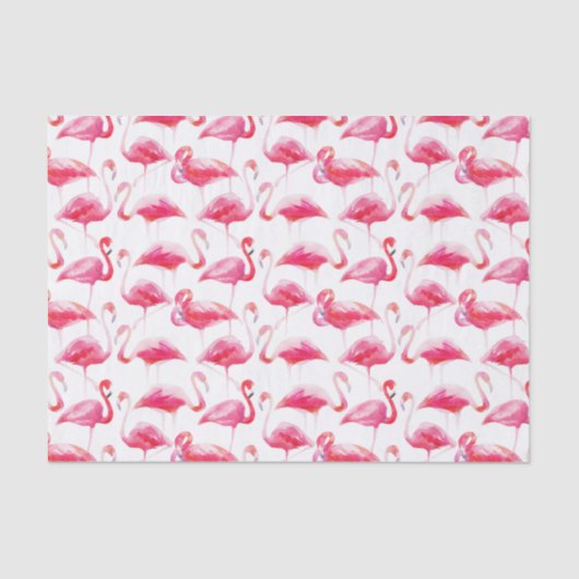 Waterverf helder roze Flamingo patroon Tissuepapier (Voorkant)