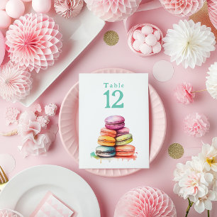 Waterverf heldere macarons Tafelnummerkaart Kaart