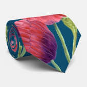 Waterverf heldere rode papavers lichte groene blad stropdas (Opgerold)