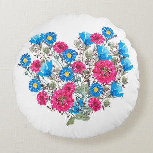 Waterverf heldere wildbloemen rond kussen