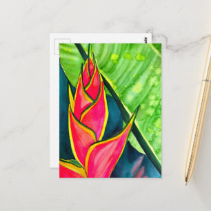 Waterverf heliconia tropische bloem briefkaart