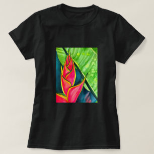 Waterverf heliconia tropische bloem t-shirt