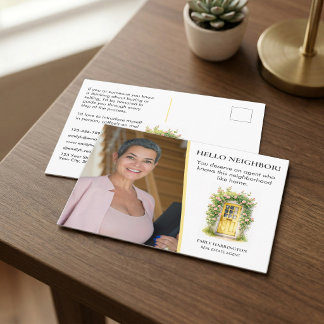 Waterverf Hello Makelaar Gele Deur Briefkaart