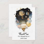 Waterverf hemelballon Baby shower Bedankkaart (Voorkant / Achterkant)