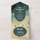 Waterverf Hemelse bruiloft All In One Uitnodiging (Binnen)