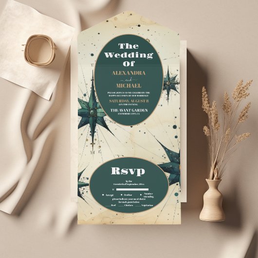  Waterverf Hemelse bruiloft All In One Uitnodiging