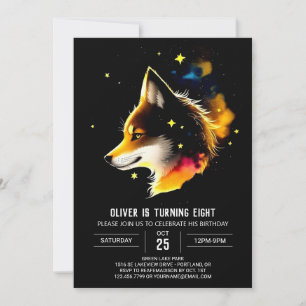 Waterverf Hemelse Wolf Cub Howl Verjaardag Kaart