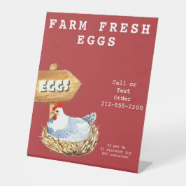 Waterverf Hen Boerderij Verse eieren Reclamebord Met Voetstuk