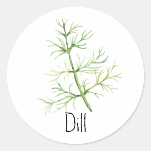 Waterverf Herb Dill Ronde Sticker (Voorkant)