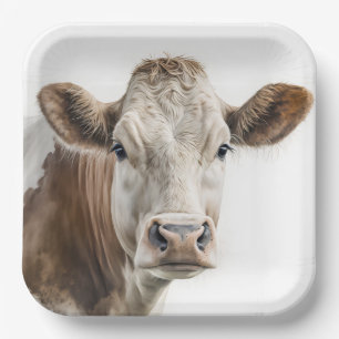 Waterverf Hereford Koe Portret Papieren Bordje