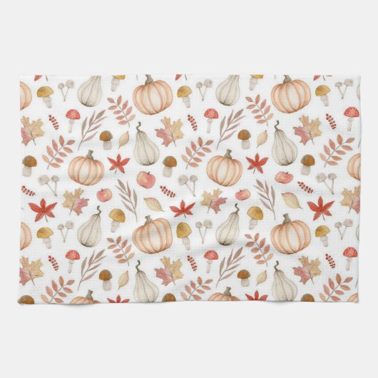 Waterverf Herfst Autumn Leaves Paddenstoelenpompoe Theedoek (Horizontaal)