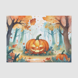 Waterverf Herfst Autumn Pumpkins Leaves Forest Tissuepapier