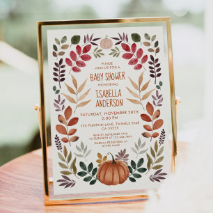 Waterverf Herfst Baby shower Kaart