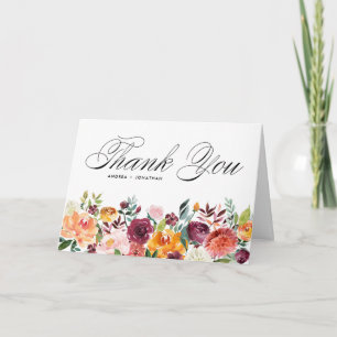 Waterverf Herfst Bloeit Bloemen Floral Garland Wed Bedankkaart