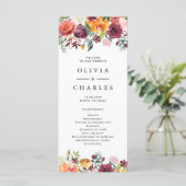 Waterverf Herfst Bloeit Garland Fall Wedding Programma (Staand voorkant)