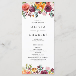 Waterverf Herfst Bloeit Garland Fall Wedding Programma