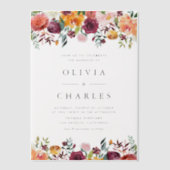 Waterverf Herfst Bloeit Garland Fall Wedding Vellum Uitnodigingen (Voorkant)