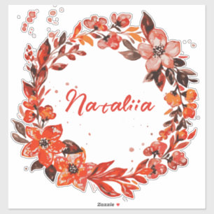 Waterverf Herfst Bloemen Aangepaste naam Sticker