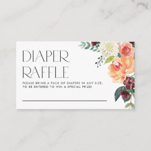 Waterverf Herfst Bloemen Boeket Luier Raffle Informatiekaartje