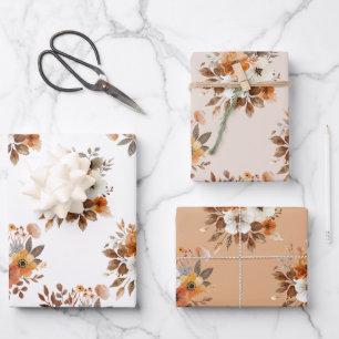 Waterverf Herfst Bloemen Geschenkverpakking Papier Inpakpapier Vel