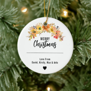 Waterverf Herfst Bloemen Kerst Feestelijke Vakanti Keramisch Ornament