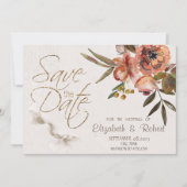 Waterverf herfst bloemen sparen de Datum Save The Date (Voorkant)