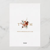 waterverf herfst bloementerracotta bruiloft folie uitnodiging (Achterkant)